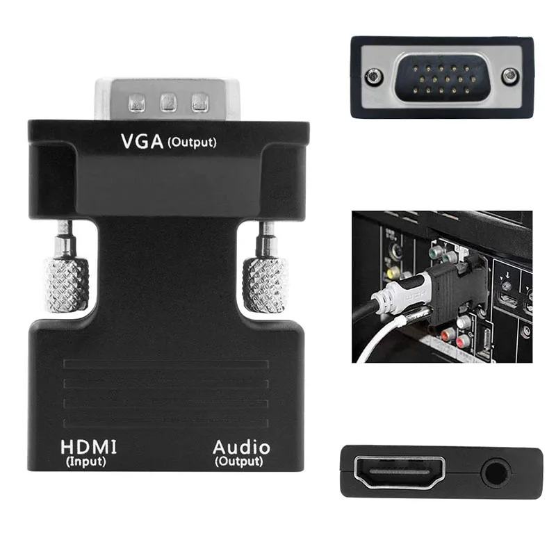 

HDMI to VGA Adapter 1080P Digital To Analog Audio Video Converter Connector Cable for Computer PC Laptop TV Box Projector Video
