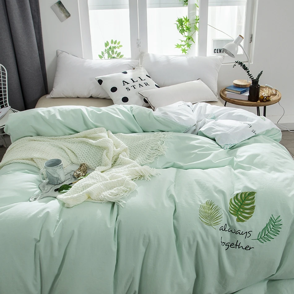 Cotton Duvet Set Duvet King Size Duvet Cover Green Cute Duvet