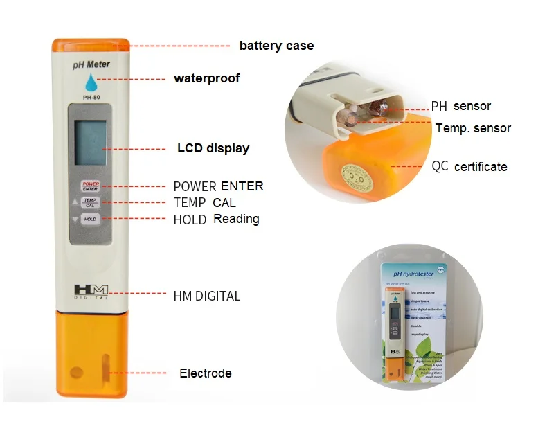 Цифровой рН-метр Ручной водостойкий тестер качества воды ручка для гидропоники садоводства аквариума рифы бассейн спа