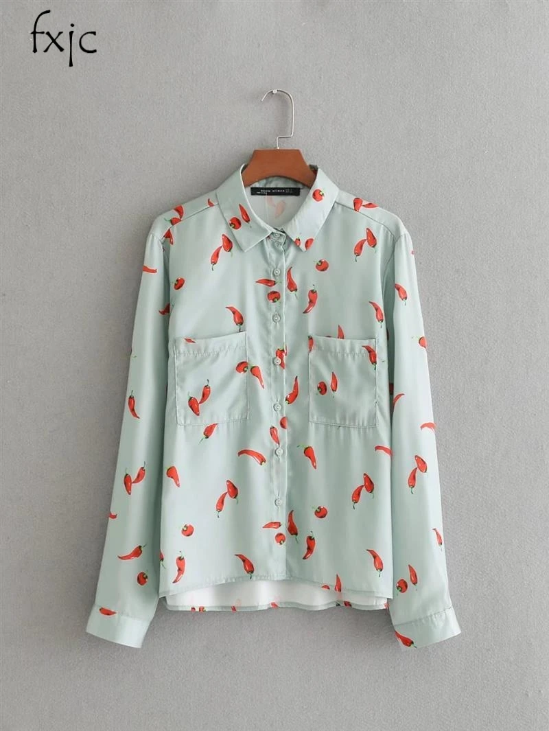 

2018 spring new fashion women's small pepper pattern shirt