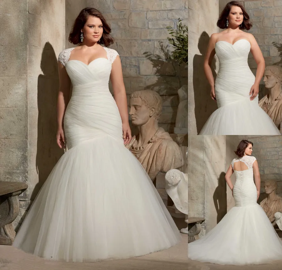 

Sexy Plus Size Mermaid Wedding Dresses Detachable Sleeve Open Back Lace 2016 Fashion Vestido De Noiva Vintage Bridal Gowns HL162
