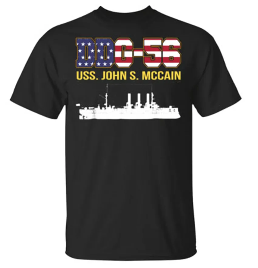 USS JOHN S. McCAIN DDG-56 Разрушитель корабль Оксфорд черная футболка бесплатная доставка
