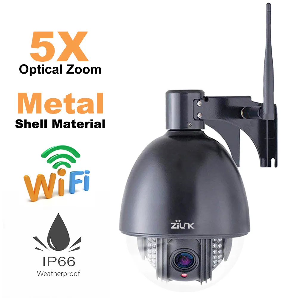 Baratos 4 pulgadas WIFI IP PTZ Cámara 1080P 5X Zoom enfoque automático 2,7 13,5mm cámara de seguridad inalámbrica al aire libre cubierta metálica Speed Dome IR 60m