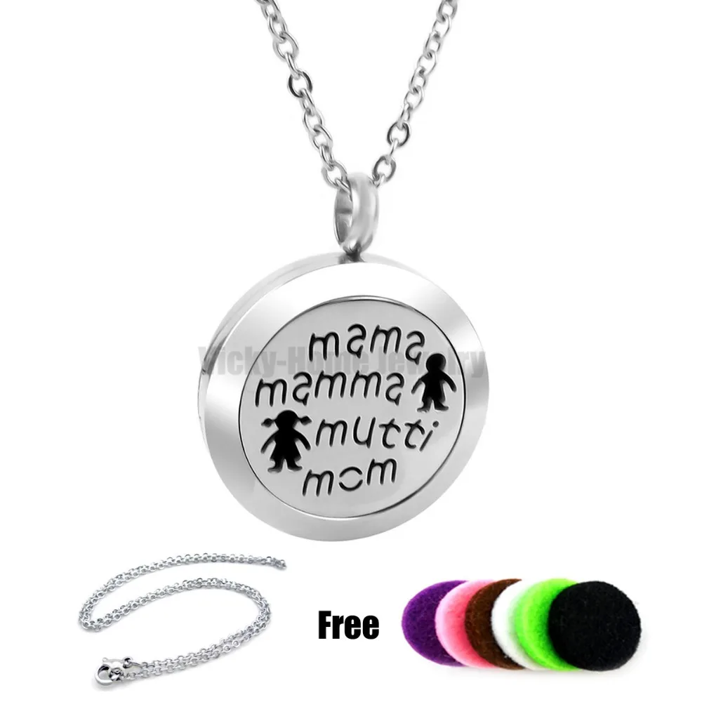 25Mm Mama Mom Mutti Love 316L Oli Essenziali In Acciaio Inossidabile Aromaterapia Medaglione Diffusore Di Profumo Collana Drop Shipping