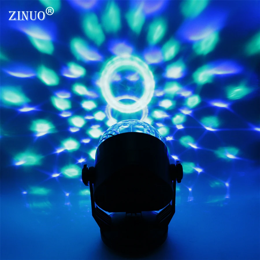 ZINUO المرحلة الإضاءة التحكم الصوتي تأثير RGB LED المرحلة مصابيح بطارية البلورة السحرية الكرة جهاز عرض ليزر ديسكو DJ كشاف إضاءة للحفلات