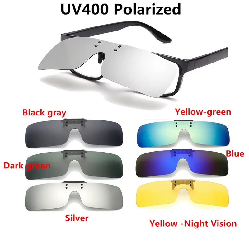 Outerdo UV400 поляризованный Cilp на солнцезащитные очки для езды на велосипеде для вождения и верховой езды линзы ночного видения для миопии очки