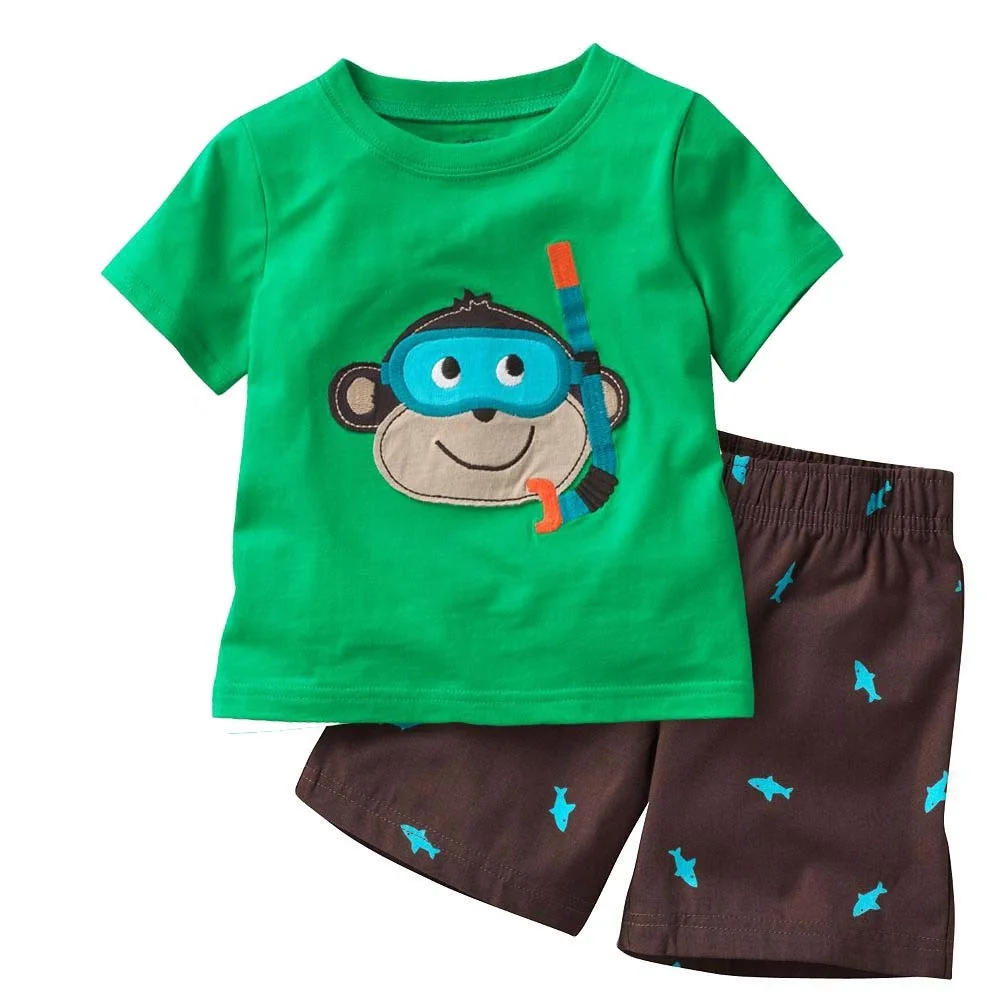 Hooyi Digger/пижамные костюмы для маленьких мальчиков; летние футболки; брюки; комплекты детской одежды; детская одежда для сна из хлопка; ночная рубашка; футболки