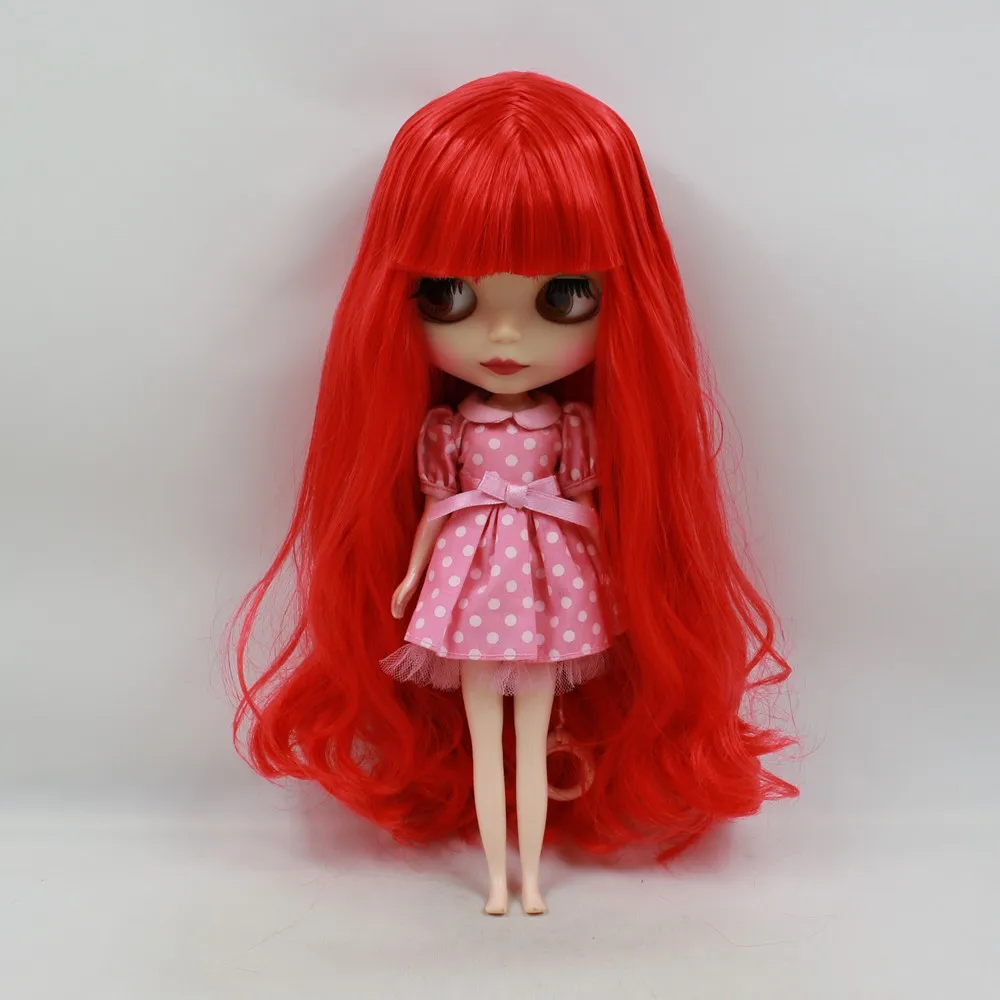 

Factory Blyth Doll Nude Doll Red Long Hair With Bangs Red Mouth Normal Body 4 Colors For Eyes Suitable For DIY No.1206