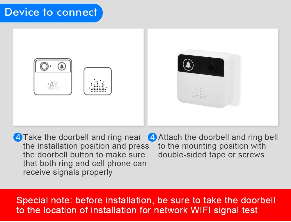 Wistino HD 720P WiFi Doorbell Camera Wireless Video Camera Night Vision Two-Way Audio Intercom Recorder Door Bell APP Remote Control  (20)