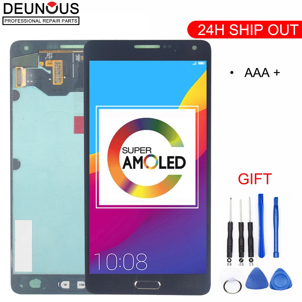 

For Samsung Galaxy A7 2015 A700 A7000 A700H A700F A700FD LCD Display Touch Screen Digitizer Assembly Sticker Super AMOLED LCDs