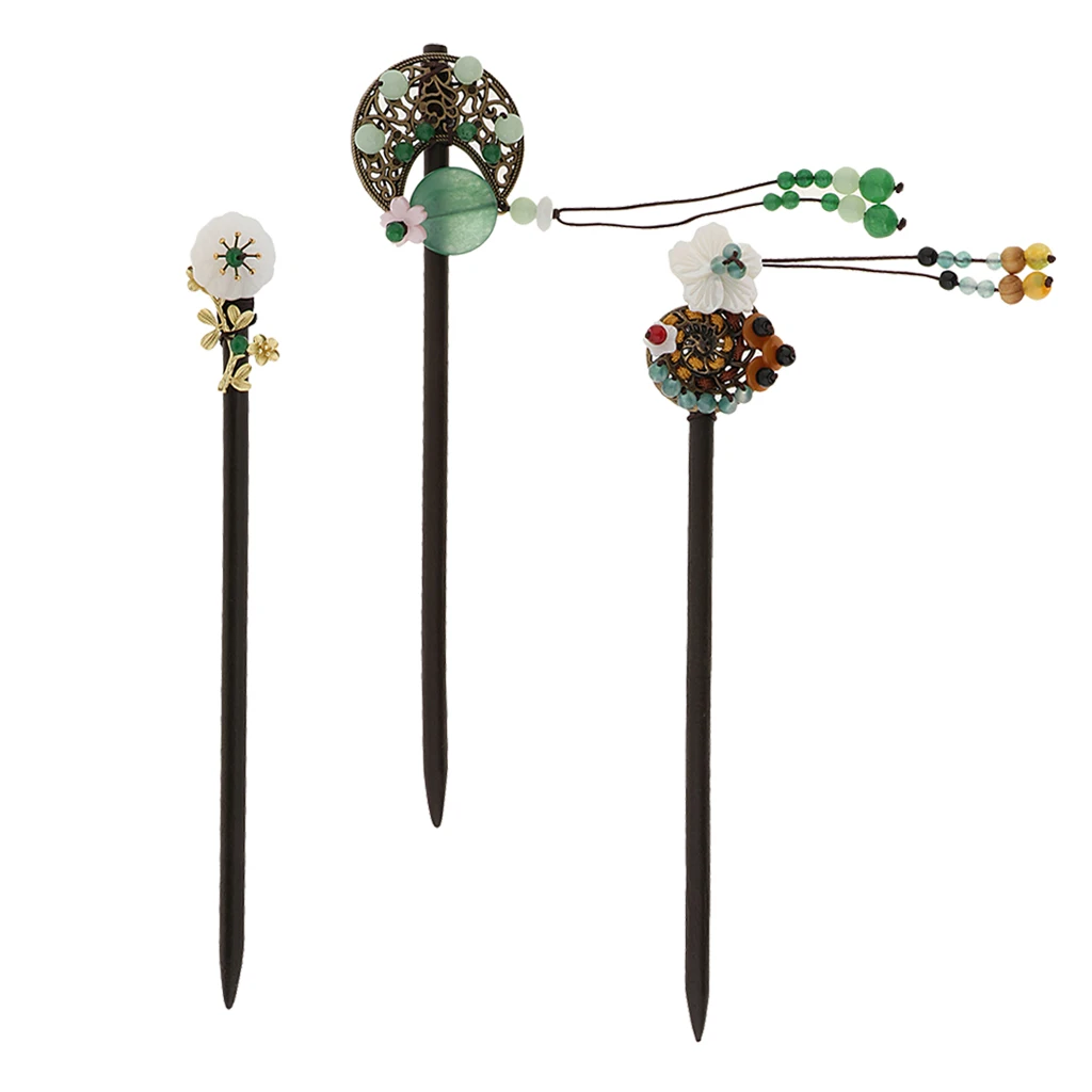 

China Traditional hairclips Hair Jewelry Ethnic Handmade Sandalwood Hairpin Woman Hair Stick Updo Accessories 18cm