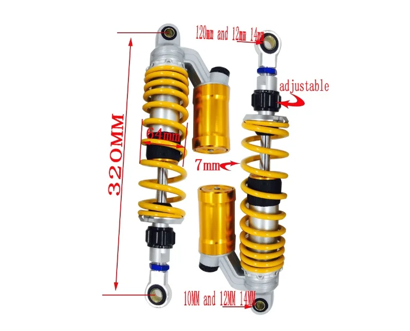 Universal 320mm Motorcycle Adjustable damping Shock Absorbers Rear