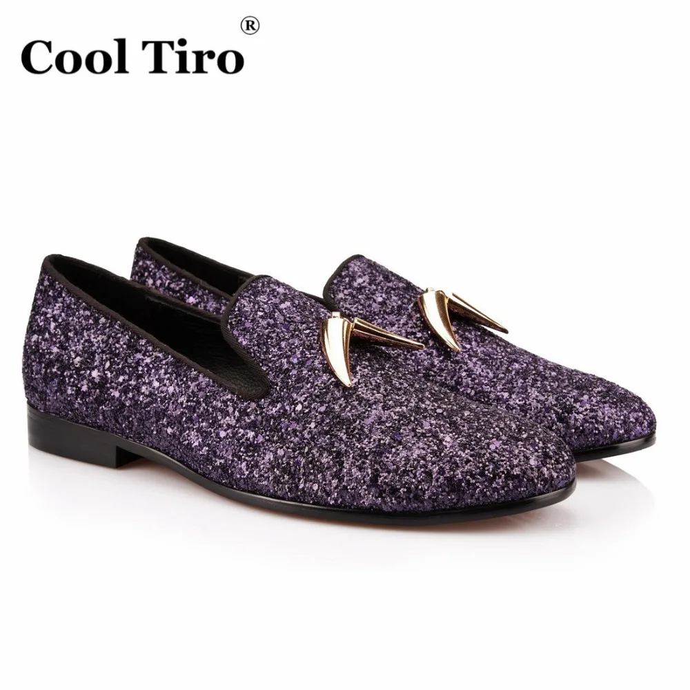 Purple Gold Glistening Glitter Loafers (6)