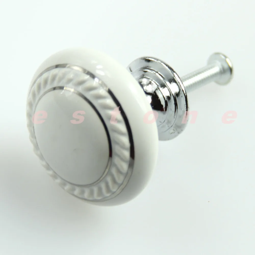 5xwhite Ceramic Crystal Glass Door Knob Drawer Cabinet Kitchen