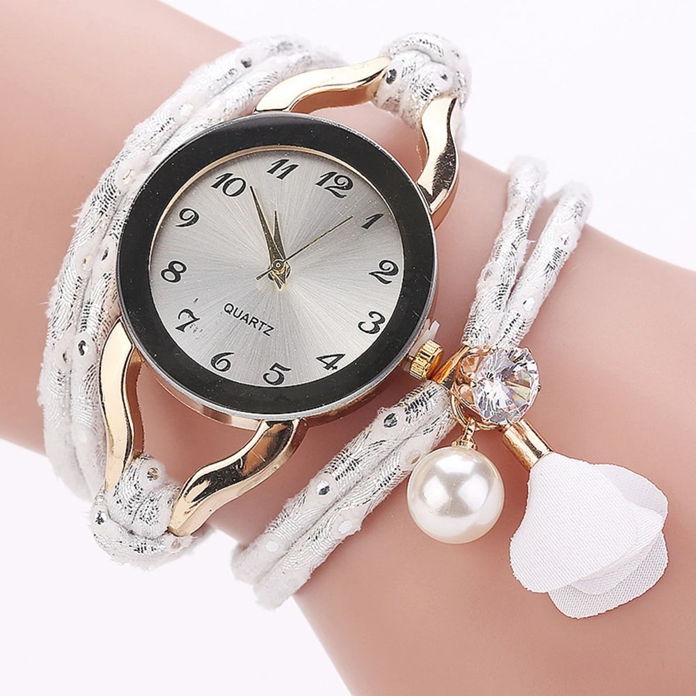 

Women Ladies Quartz Watches Bracelet Clasp Clock Pearl Pendant Band Round Dial Casual Creative Cost Watch Reloj Mujer
