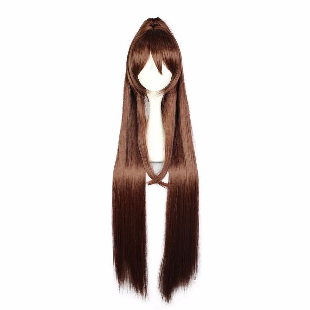 

MCOSER 110 CM Long Straight Brown Color Mixed Synthetic Braided Ponytail Cosplay Wig 100% High Temperature Fiber WIG-577O