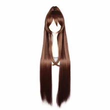 MCOSER 110 CM Long Straight Brown Color Mixed Synthetic Braided Ponytail Cosplay Wig 100% High Temperature Fiber WIG-577O