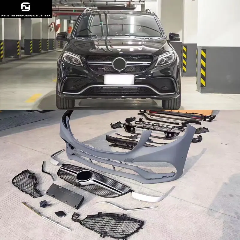 W166 GLE400 GLE63 AMG стиль PP Неокрашенный передний бампер задний диффузор выхлопные