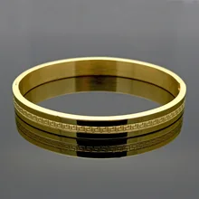 New Arrival 6mm Width Gold Plated Top Quality 316L Stainless Steel Male Female Jewelry New Trendy Brand Bracelets Bangles