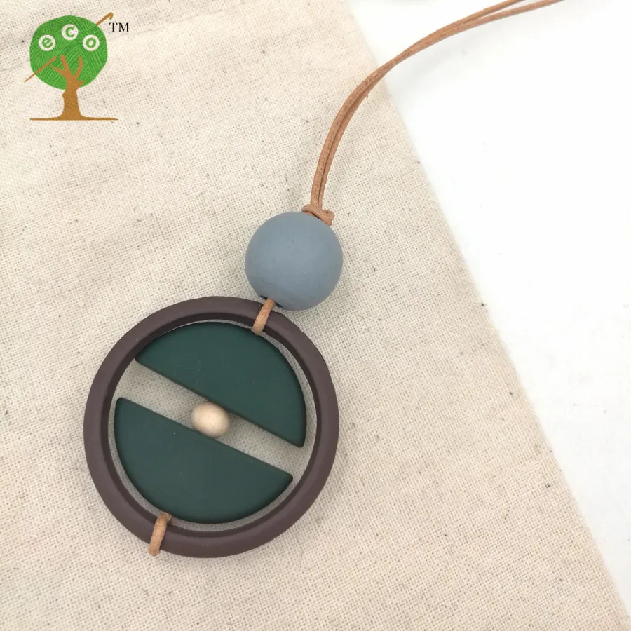 

cute half cicle dark color fashion geometric necklace painted On leather cord simple chic MINIMALIST statement NW154