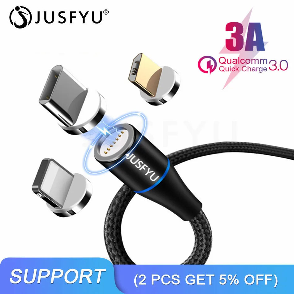 

Magnetic Cable Braided 3A Fast Charging cord LED USB Type C USB Micro charger cable for iphone X Xs Samsung s9 s10 Magnetic Wire