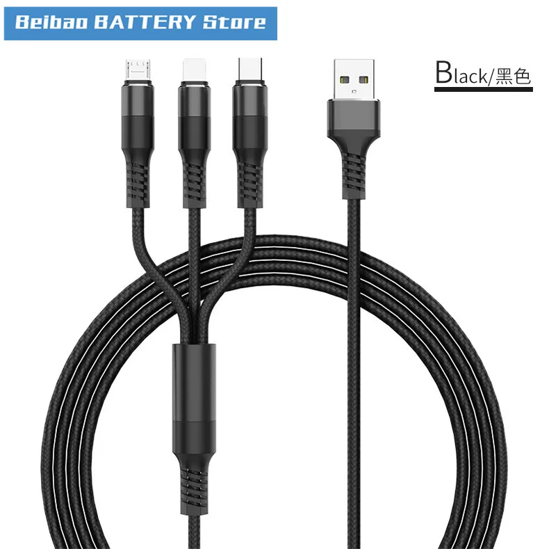 Линия зарядки One-drag-three подходит для Apple Android Type-c one-drag-three data line с круглой головкой