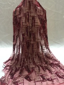 

High Quality Swiss Voile Lace 2018 African Baby Wine Red Nigeria Lace Fabric With Sequins,African Lace Fabric For Clothes