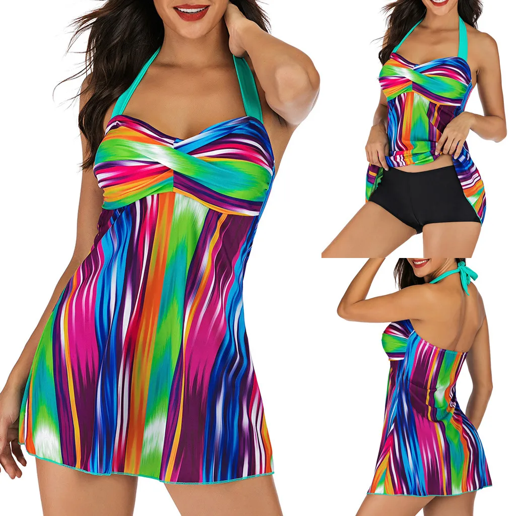

Women's Swimming Suit Sexy Bikini Swimsuit Women Swimwear Plus Size Print Tankini Swim jupmsuit Beachwear Stiped Swimwear