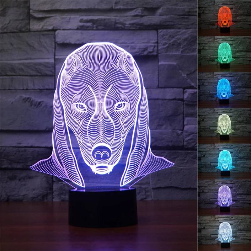 Novelty 7colors changing Night light Egyptian Pharaoh King 3D Illusion