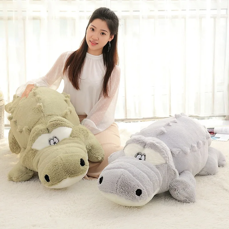 60cm Cute Crocodile Lying Section Plush Pillow Mat Hand Doll Stuffed Toy Cartoon Toys Kids Prize Gift WJ496