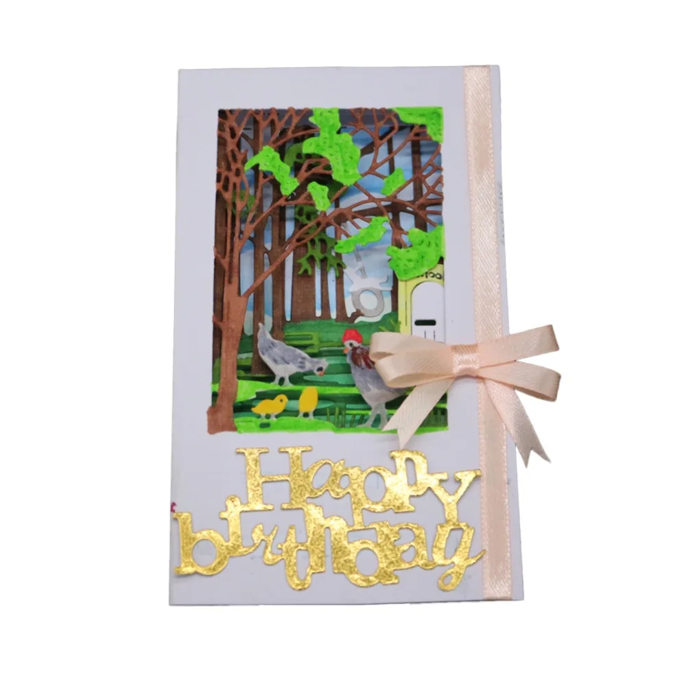 

Chicken Tree Frames Metal Cutting Dies And Stamps For DIY Scrapbooking Card Making Album Embossing Craft Rectangle Dies