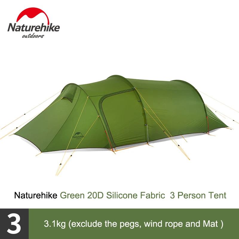 

Naturehike Ultralight 2-3 Person Tent Outdoor Camping Climbing One Bedroom Detachable Tunnel 4 Seasons Tent