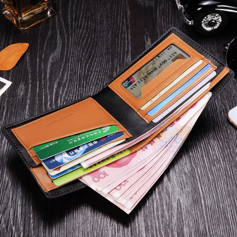 Bogesi Short Horizontal Vertical Design Men's Leather Purse Man Wallet Credit Card Holder For Male 5