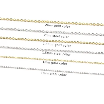 

Fnixtar DIY Necklace Stainless Steel Chain 1mm 1.5mm 2mm thickness Chain 40cm 45 cm 50cm Cable Chains Necklace 10pcs/lot