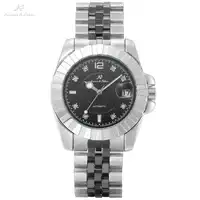 KS Brand Imperial Rhinestone Black Analog Date Steel Silver Bracelet Men Male Mechanical Automatic Masculino Wrist Watch /KS315