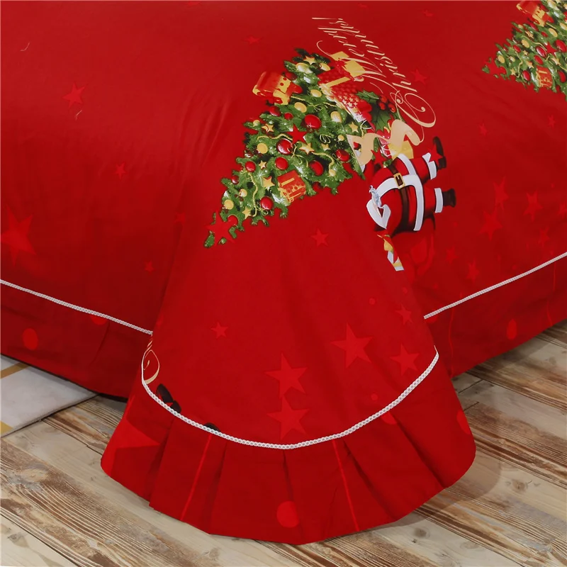 Роскошный комплект постельного белья с рождественской елкой и оленем красного и синего цвета, Комплект постельного белья из хлопка, пододеяльник, наволочка, подарки