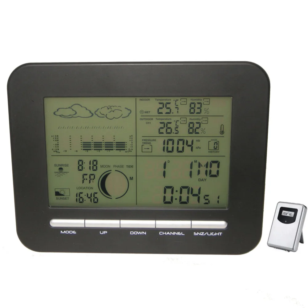Digital Weather Station Clock and Barometer,IN Outdoor Thermometer