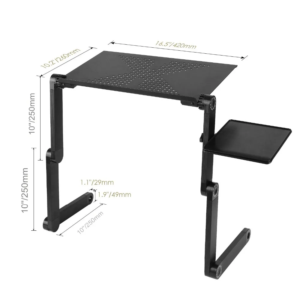 Adjustable Aluminum Laptop Desk Ergonomic Portable TV Bed Lapdesk Tray PC Table Stand Notebook Tabl