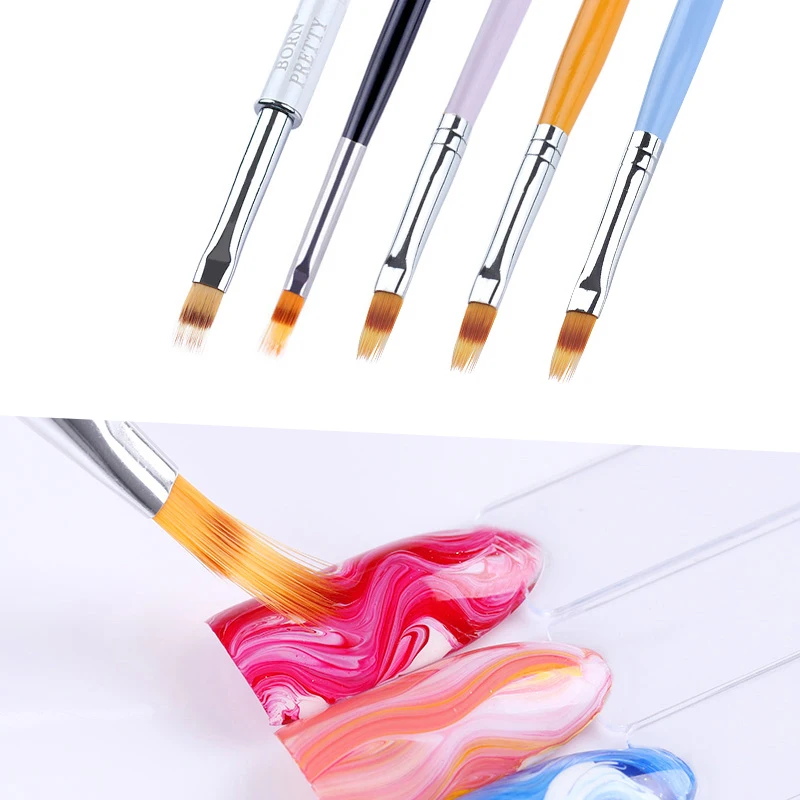 

1 Pc UV Gel Nail Brush Gradient Painting Pen Drawing Brush Rhinestone Wooden Handle Manicure Nail Art Tool