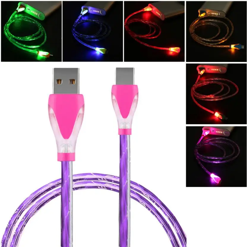 HL 1PC LED Light Micro USB Charge Cable Charging Cord For Samsung galaxy s7 Edge Android AUG 15