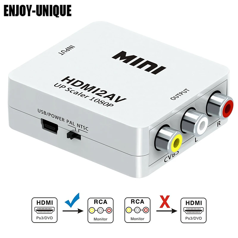 1080P HDMI to AV 3RCA CVBs Composite Video Audio Converter Adapter