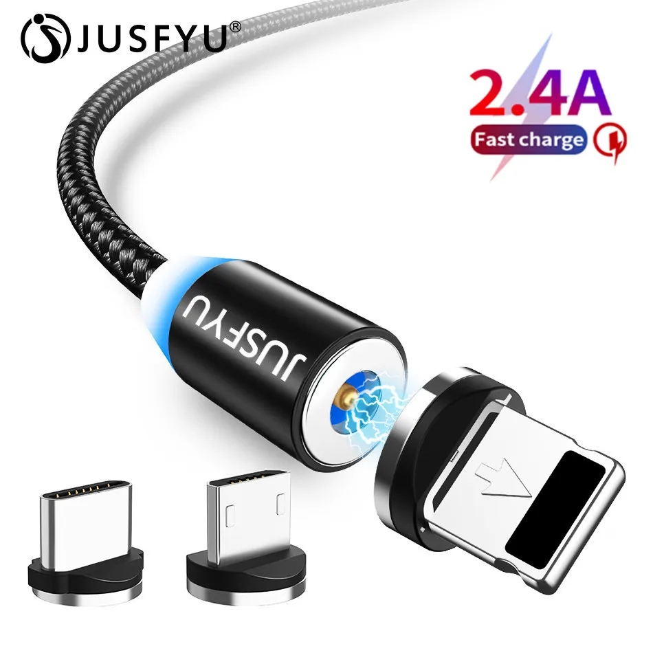 

Magnetic Micro USB Type C Cable 2.4A Quick Charging Type-C Fast Charging Data Sync USB C Mobile Phone Cables For iPhone X Huawei