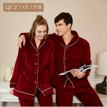 Зимние Повседневные пижамные комплекты больших размеров мужские утепленные пижамы из овечьей шерсти, костюм для сна мужские куртки с длинными рукавами и воротником+ штаны