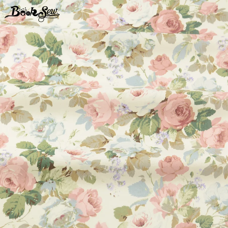 

Booksew Home Textile 100% Cotton Twill Fabric Rose Pattern Design New Arrival Sewing Bedding Set Scrapbooking Crafts Quilting