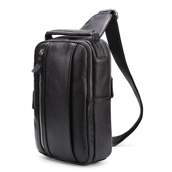 

Vintage Men Cross Body Chest Bag First Layer Cowhide Shoulder Messenger Tote Bag Travel Genuine Leather Male Sling Day Back Pack