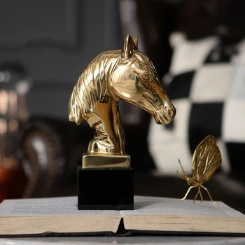 

Luxurious Creative Metal Copper Animal Horse Head Shape Statue Home Decor Crafts Room Decoration Objects Office Figurines