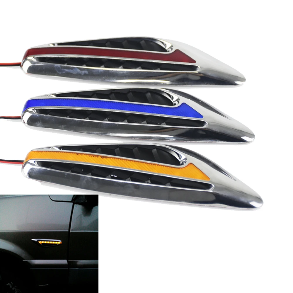 

2PC Steering Light Fender Side Lamp Hot Sale DC12V Blade Shape Auto Car LED Lights Marker Turn Signal Light Red yellow Blue