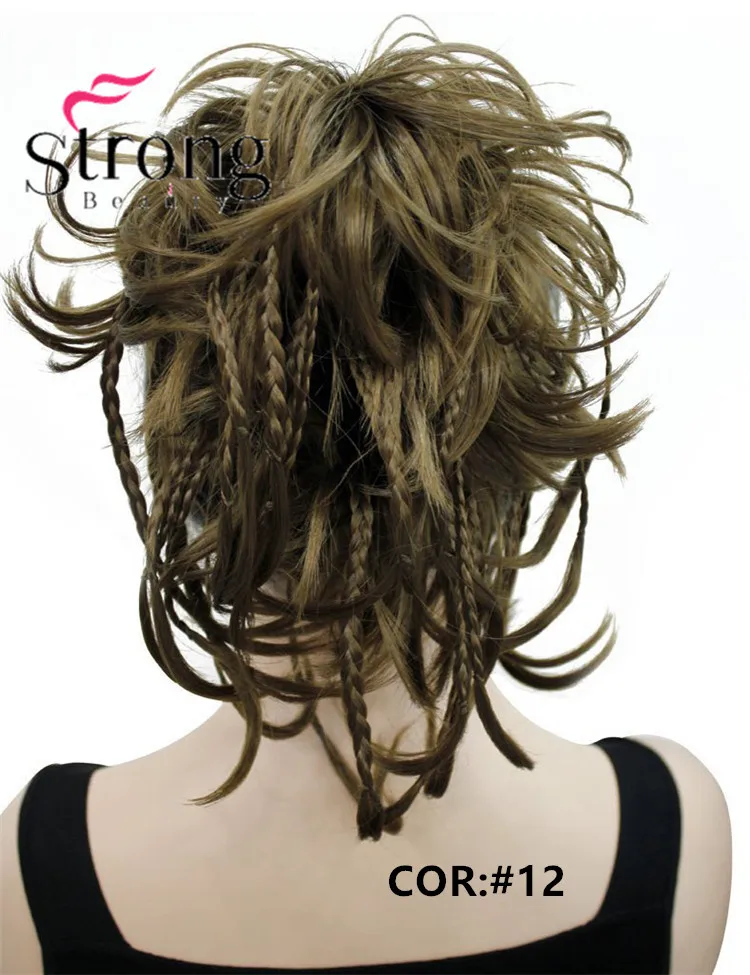 E-0288A #12 12 inch Short Wavy Culry Ponytail Handmade Braid Hair Extension With Claw Clip In Hairpiece (5)_
