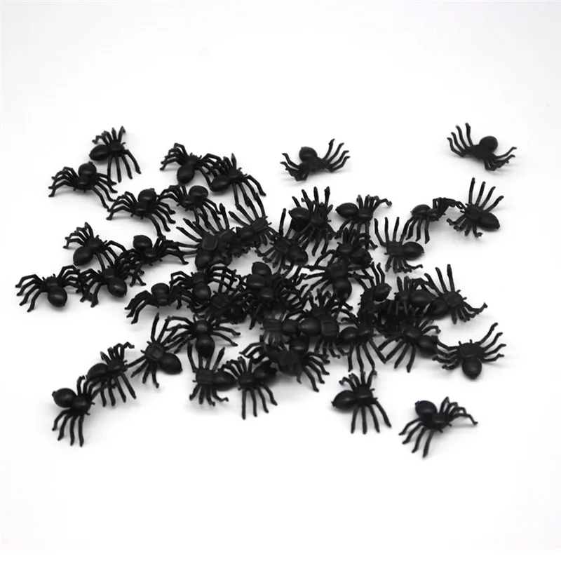 Cosplay&ware 50pcs Plastic Black Spider Trick Toy Halloween Haunted Prop Decorations Christmas Children’s Day -Cosplayware Store
