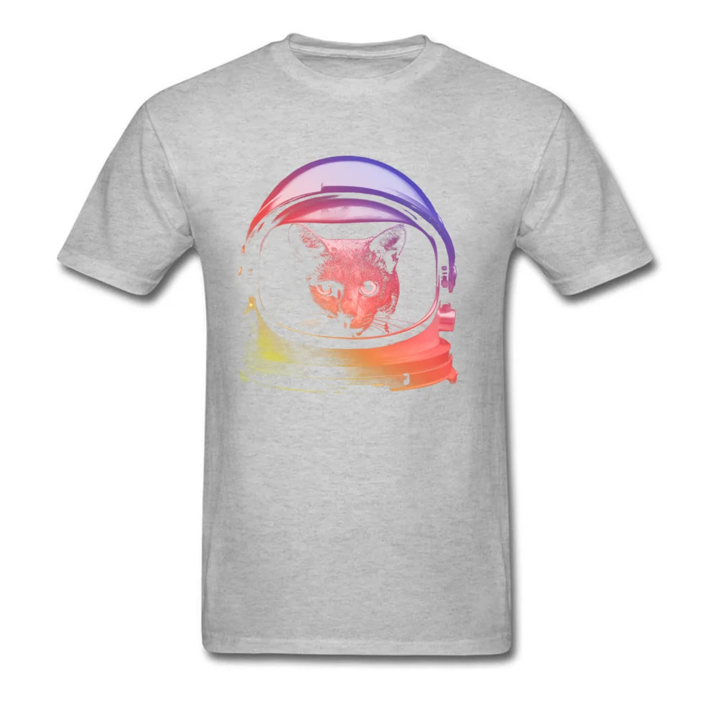Company My Cat is Astronaut Casual T-shirts Round Neck 100% Cotton Fabric Men Tops Shirts Short Sleeve Tee Shirt Labor Day My Cat is Astronaut grey